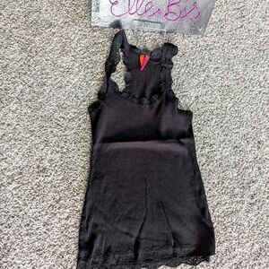 EUC Jenni by Jennifer Moore Black Lace Ribbed Tank S